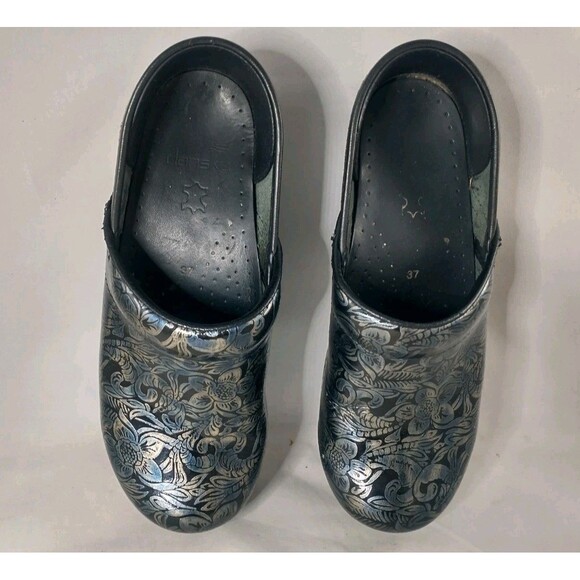Dansko Professional Clogs Size 37 / US 6.5-7 Floral Metallic Iridescent Nursing - Picture 4 of 8